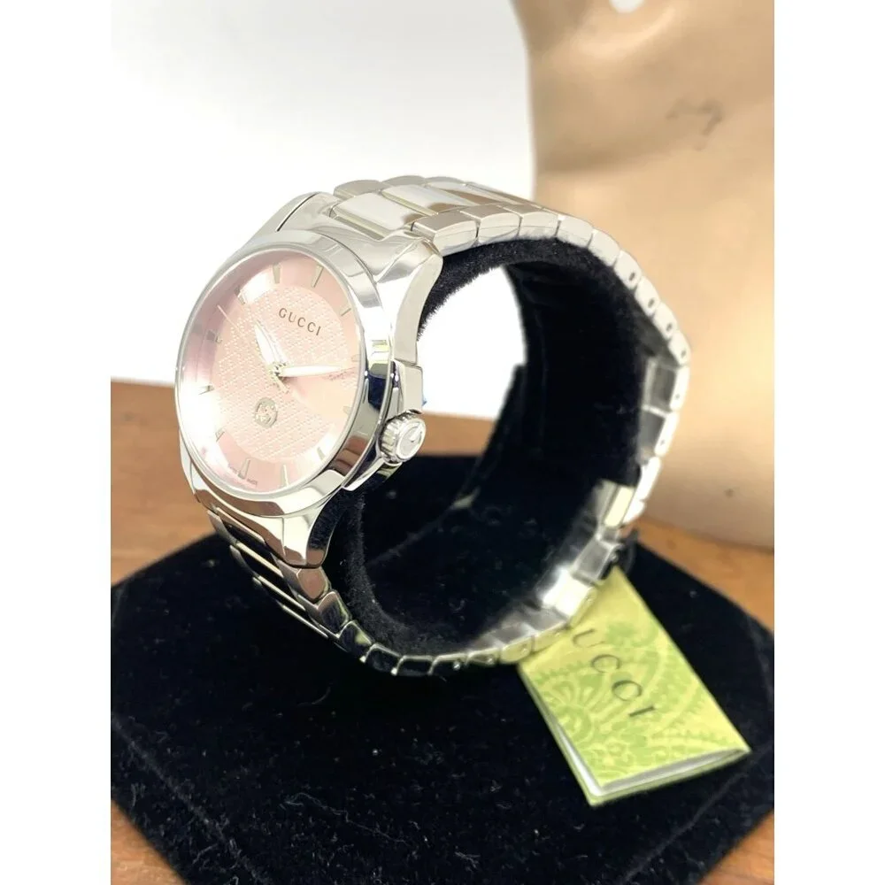 Gucci Women's Watch YA1265047 G-Timeless Swiss Quartz Pink Dial Steel 27mm
